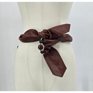 Rhea Vintage 80's Faux Leather & Rope Belt with Beaded‎ Accent